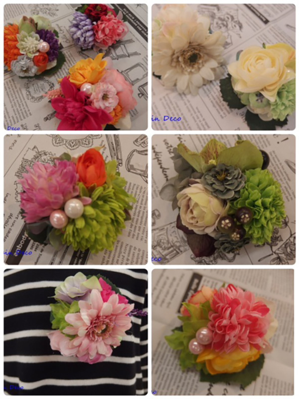 静岡市葵区鷹匠お花屋さんアランデコのワークショップ・コサージュ制作の実例１の３