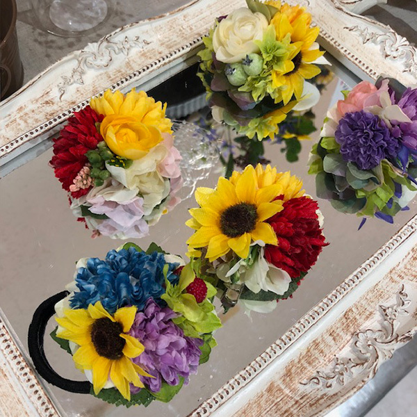 静岡市葵区鷹匠お花屋さんアランデコのワークショップ・コサージュ制作の実例４の４